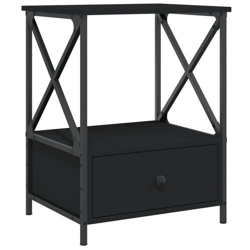 Sengeborde 2 stk. 50x41x65 cm konstrueret træ sort