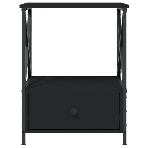 Sengeborde 2 stk. 50x41x65 cm konstrueret træ sort