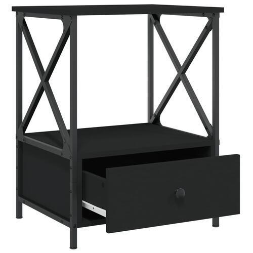 Sengeborde 2 stk. 50x41x65 cm konstrueret træ sort