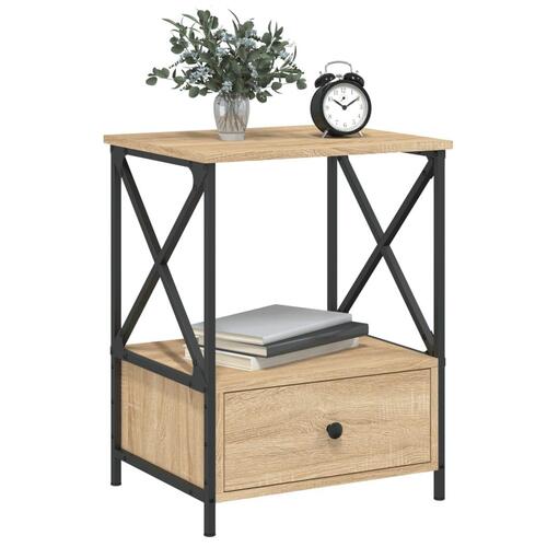 Sengeborde 2 stk. 50x41x65 cm konstrueret træ sonoma-eg