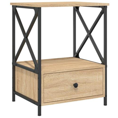 Sengeborde 2 stk. 50x41x65 cm konstrueret træ sonoma-eg