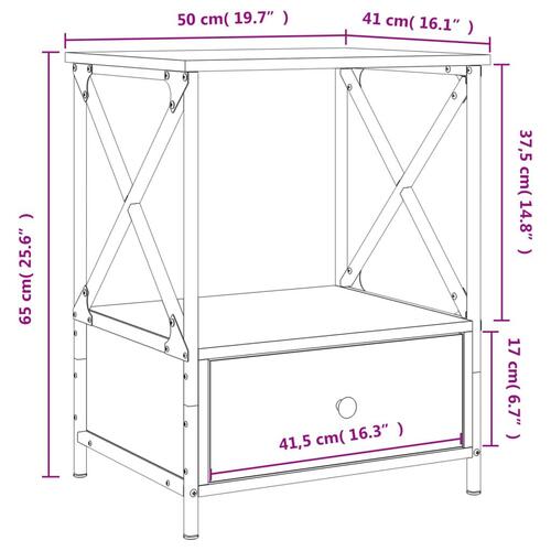 Sengeborde 2 stk. 50x41x65 cm konstrueret træ sonoma-eg