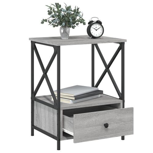 Sengeborde 2 stk. 50x41x65 cm konstrueret træ grå sonoma-eg