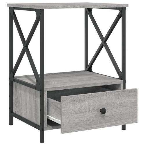 Sengeborde 2 stk. 50x41x65 cm konstrueret træ grå sonoma-eg