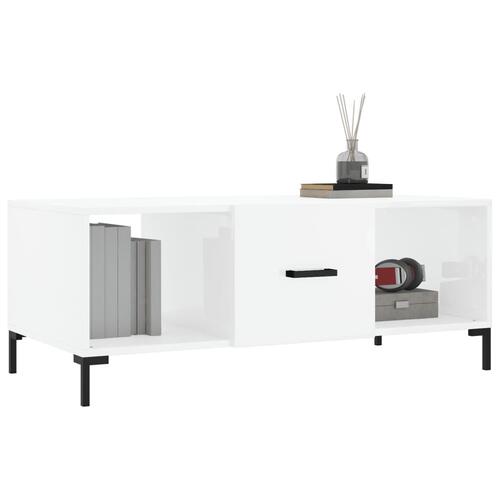 Sofabord 102x50x40 cm konstrueret træ hvid højglans