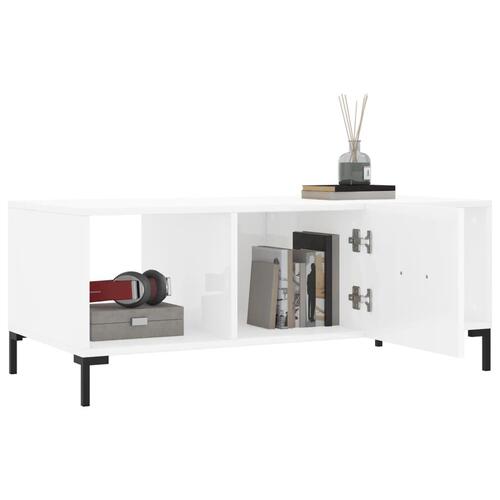 Sofabord 102x50x40 cm konstrueret træ hvid højglans