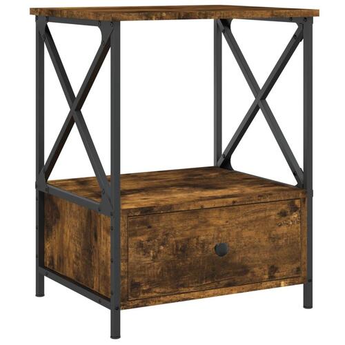 Sengeborde 2 stk. 50x41x65 cm konstrueret træ røget egetræ