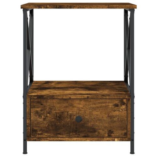 Sengeborde 2 stk. 50x41x65 cm konstrueret træ røget egetræ