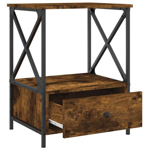 Sengeborde 2 stk. 50x41x65 cm konstrueret træ røget egetræ