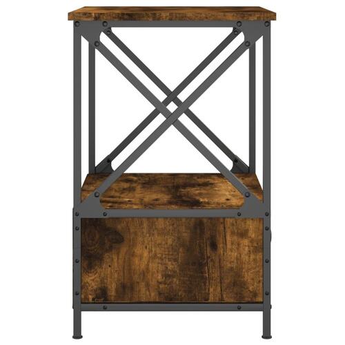 Sengeborde 2 stk. 50x41x65 cm konstrueret træ røget egetræ