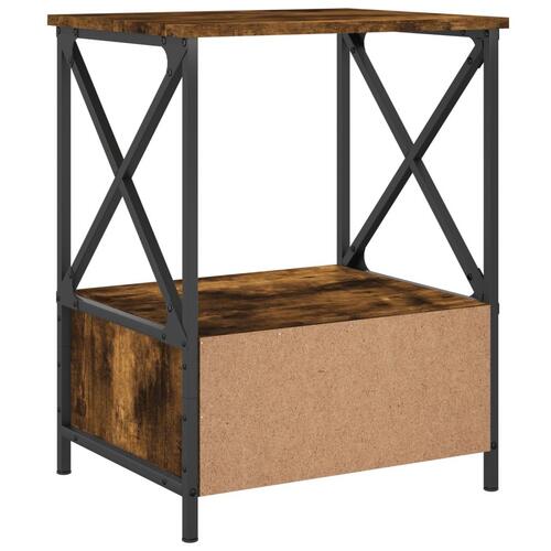 Sengeborde 2 stk. 50x41x65 cm konstrueret træ røget egetræ