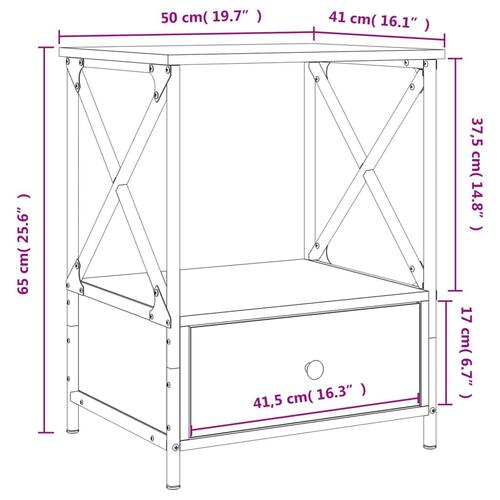Sengeborde 2 stk. 50x41x65 cm konstrueret træ røget egetræ