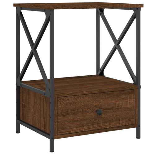 Sengeborde 2 stk. 50x41x65 cm konstrueret træ brun egetræsfarve