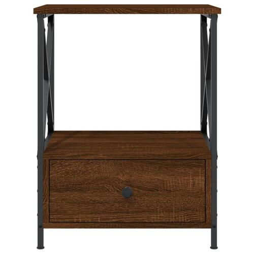 Sengeborde 2 stk. 50x41x65 cm konstrueret træ brun egetræsfarve