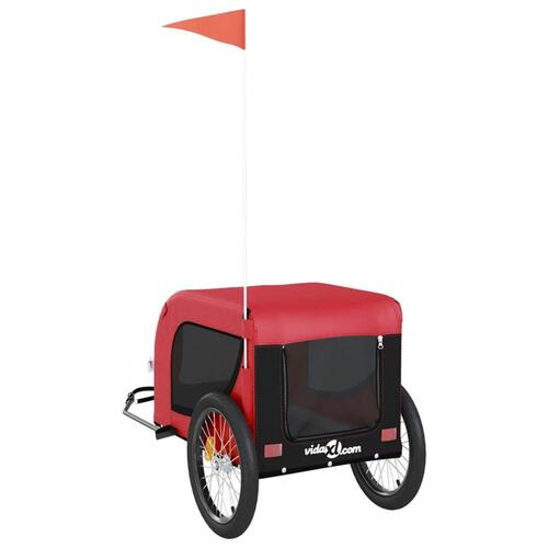 Hundetrailer til cykel oxfordstof og jern rød og sort