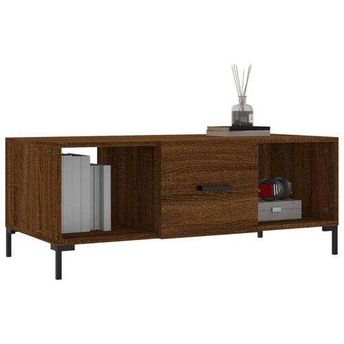 Sofabord 102x50x40 cm konstrueret træ brun egetræsfarve