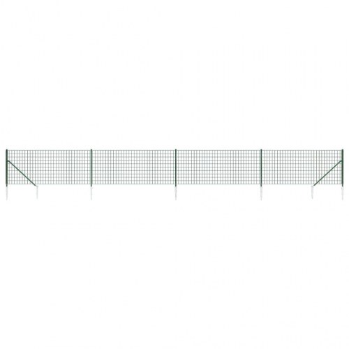 Trådhegn med jordspyd 1 × 10 m - grøn, galvaniseret og PVC-belagt