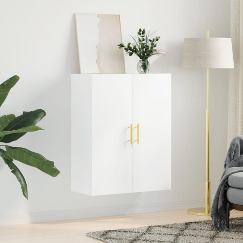 Væghængt skab 69,5×34×90 cm - hvid opbevaring med låger