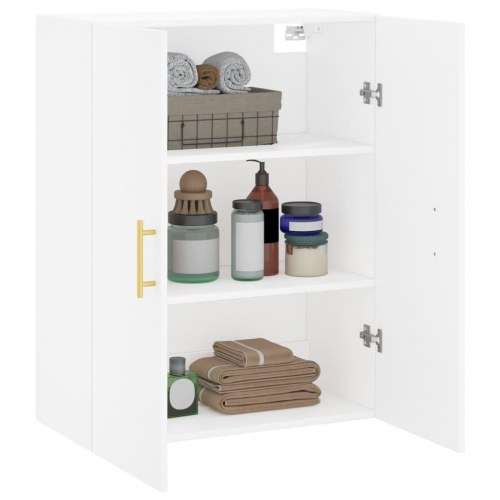 Væghængt skab 69,5×34×90 cm - hvid opbevaring med låger
