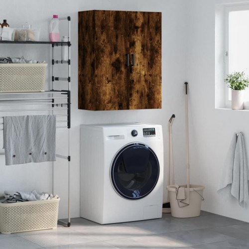 Væghængt skab 69,5×34×90 cm i konstrueret træ - røget sonoma-eg