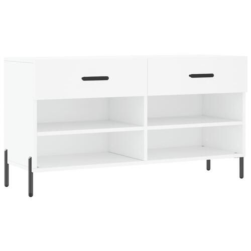 Skobænk 102x35x55 cm konstrueret træ hvid