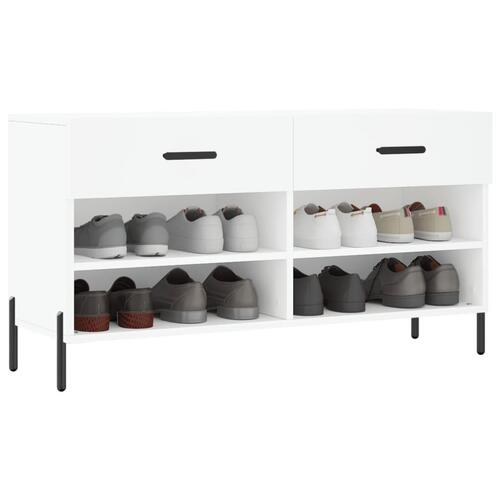 Skobænk 102x35x55 cm konstrueret træ hvid