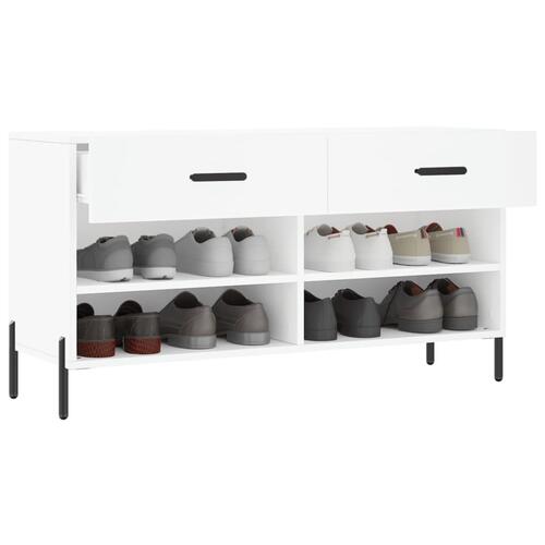 Skobænk 102x35x55 cm konstrueret træ hvid