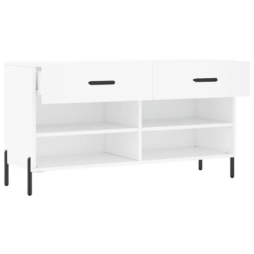 Skobænk 102x35x55 cm konstrueret træ hvid