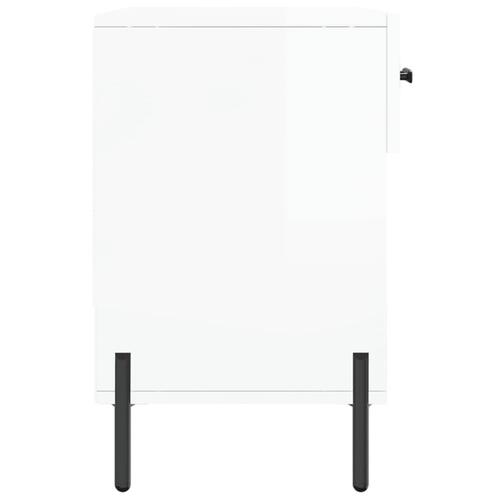 Skobænk 102x35x55 cm konstrueret træ hvid højglans