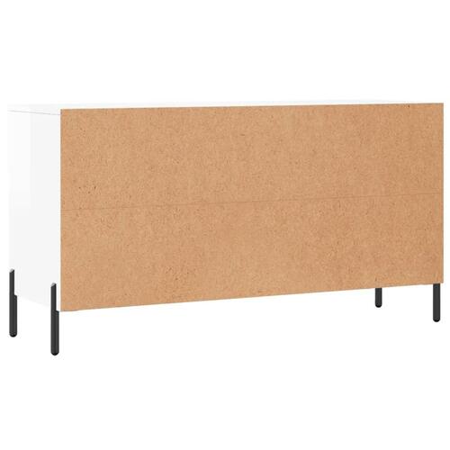 Skobænk 102x35x55 cm konstrueret træ hvid højglans