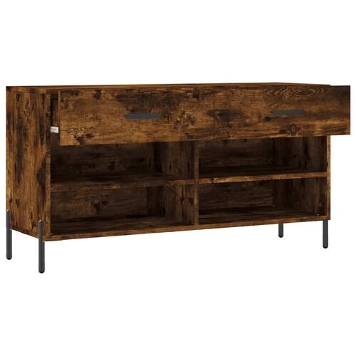 Skobænk 102x35x55 cm konstrueret træ røget egetræsfarve