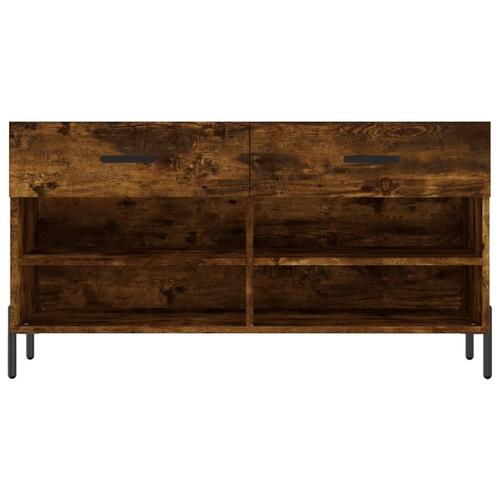 Skobænk 102x35x55 cm konstrueret træ røget egetræsfarve