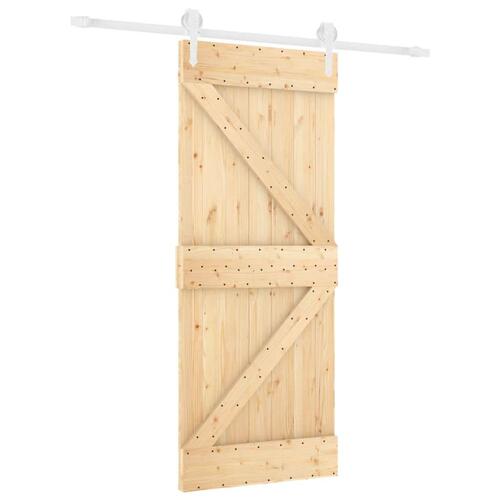 Skydedør med monteringssæt 85x210 cm massivt fyrretræ
