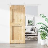 Skydedør med monteringssæt 85x210 cm massivt fyrretræ