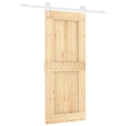 Skydedør med monteringssæt 85x210 cm massivt fyrretræ