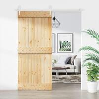 Skydedør med monteringssæt 90x210 cm massivt fyrretræ