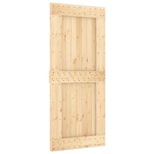 Skydedør med monteringssæt 90x210 cm massivt fyrretræ