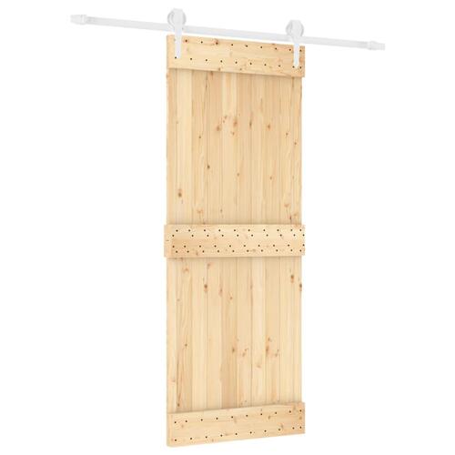 Skydedør med monteringssæt 80x210 cm massivt fyrretræ