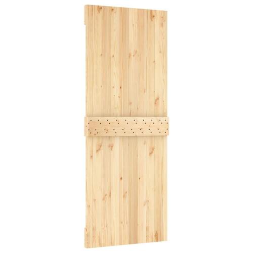 Skydedør med monteringssæt 80x210 cm massivt fyrretræ