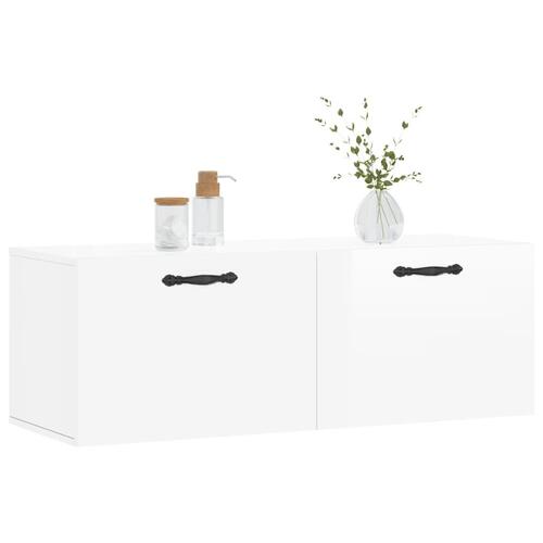 Vægskab 100x36,5x35 cm konstrueret træ hvid højglans