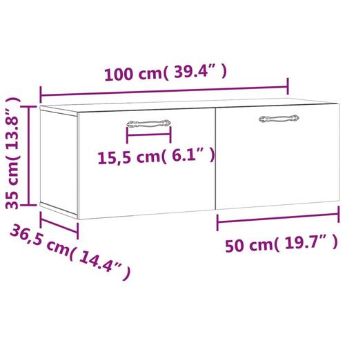 Vægskab 100x36,5x35 cm konstrueret træ brun egetræsfarve