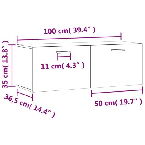 Vægskab 100x36,5x35 cm konstrueret træ hvid