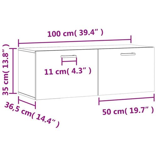 Vægskab 100x36,5x35 cm konstrueret træ hvid højglans