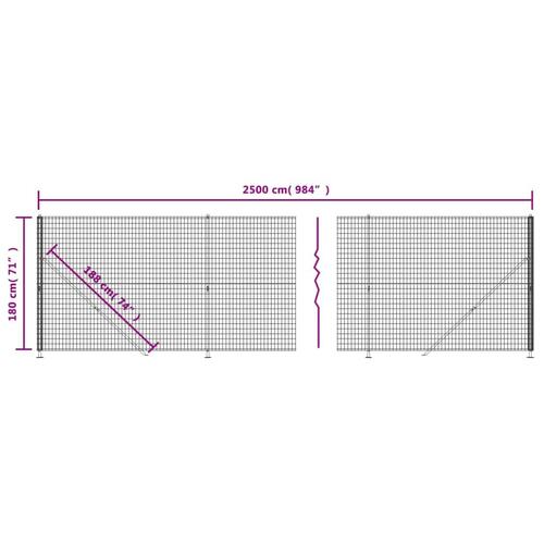 Trådhegn med flange 1,8x25 m antracitgrå