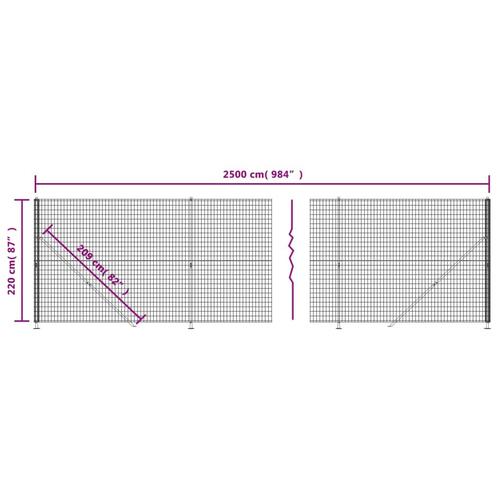 Trådhegn med flange 2,2x25 m antracitgrå