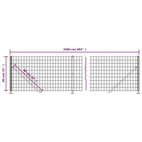 Trådhegn med flange 0,8x25 m antracitgrå