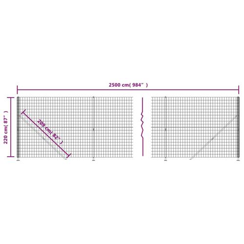 Trådhegn med flange 2,2x25 m antracitgrå