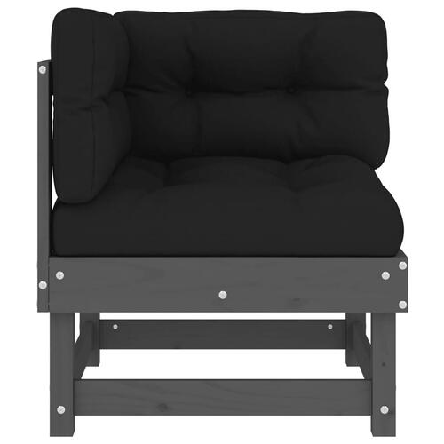 Hjørnemoduler til sofa 2 stk. med hynder massivt fyrretræ grå