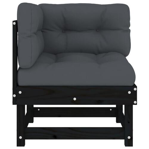 Hjørnemoduler til sofa 2 stk. med hynder massivt fyrretræ sort