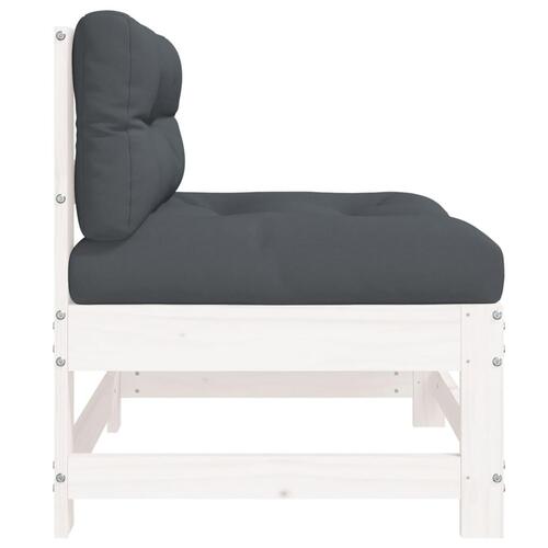 Midtermodul med hynder massivt fyrretræ hvid